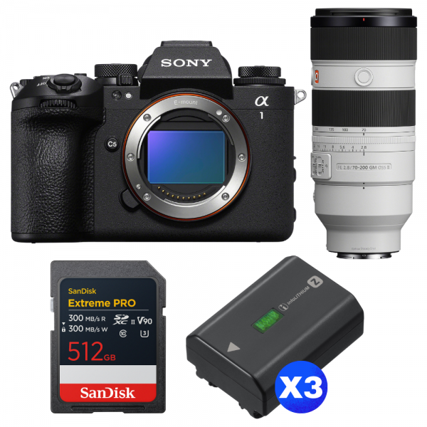 Sony alpha 1 II + FE 70-200mm f/2.8 GM OSS II + 1 SanDisk 512GB Extreme PRO UHS-II SDXC + 3 Sony NP-FZ100-1