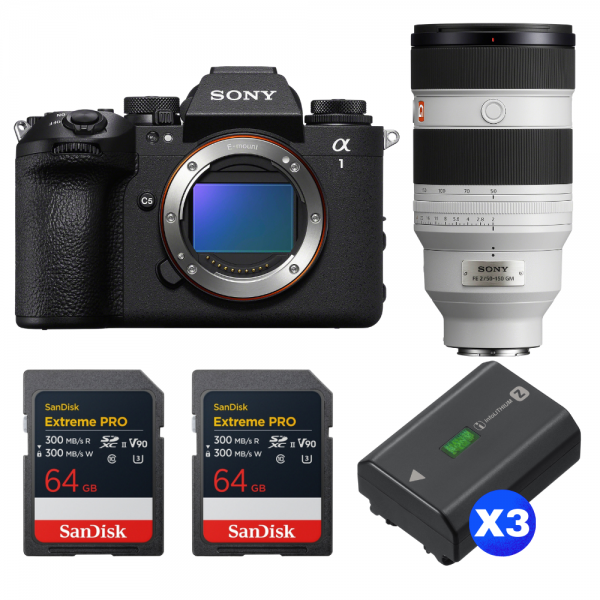 Sony alpha 1 II + FE 50-150mm f/2 GM + 2 SanDisk 64GB Extreme PRO UHS-II SDXC + 3 Sony NP-FZ100-1