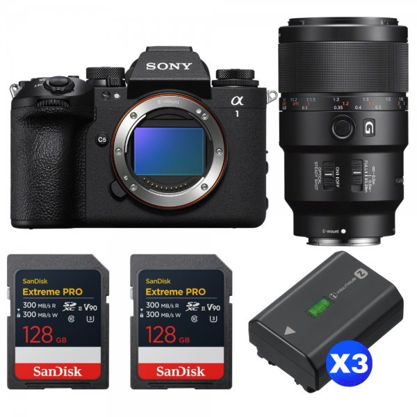 Sony alpha 1 II + FE 90mm f/2.8 Macro G OSS + 2 SanDisk 128GB Extreme PRO UHS-II SDXC + 3 Sony NP-FZ100-1