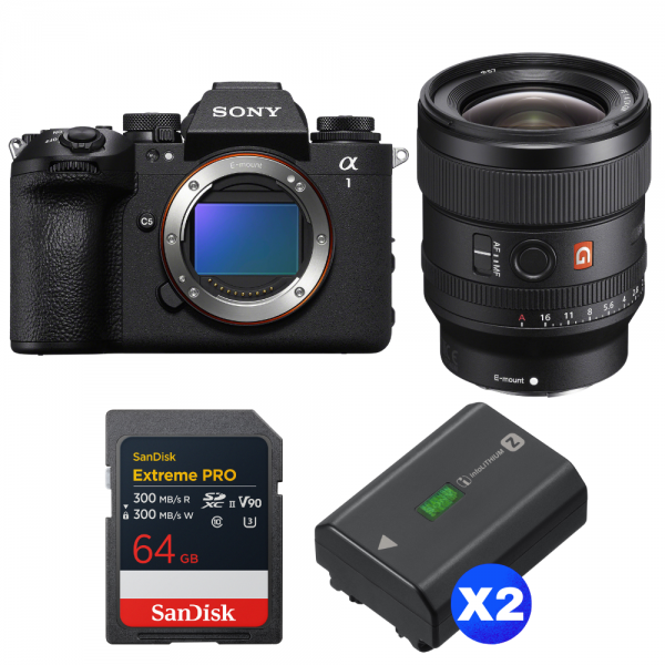 Sony alpha 1 II + FE 24mm f/1.4 GM + 1 SanDisk 64GB Extreme PRO UHS-II SDXC + 2 Sony NP-FZ100-1