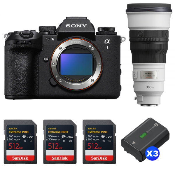 Sony alpha 1 II + FE 300mm f/2.8 GM OSS + 3 SanDisk 512GB Extreme PRO UHS-II SDXC + 3 Sony NP-FZ100-1