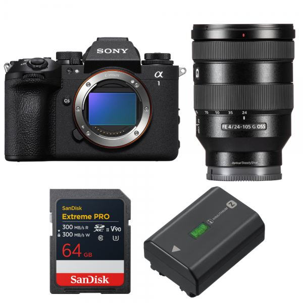 Sony alpha 1 II + FE 24-105mm f/4 G OSS + 1 SanDisk 64GB Extreme PRO UHS-II SDXC + Sony NP-FZ100-1