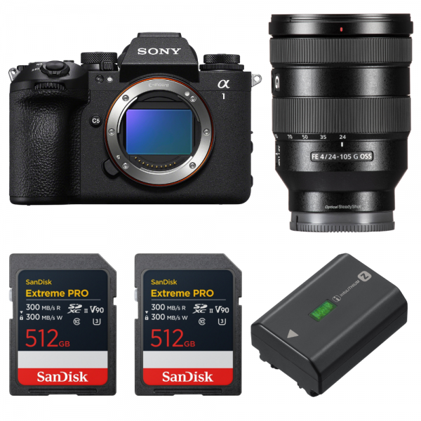Sony alpha 1 II + FE 24-105mm f/4 G OSS + 2 SanDisk 512GB Extreme PRO UHS-II SDXC + Sony NP-FZ100-1