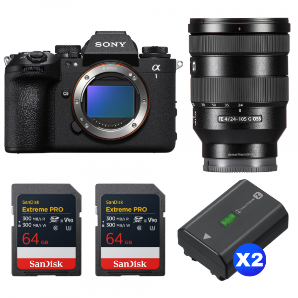 Sony alpha 1 II + FE 24-105mm f/4 G OSS + 2 SanDisk 64GB Extreme PRO UHS-II SDXC + 2 Sony NP-FZ100-1