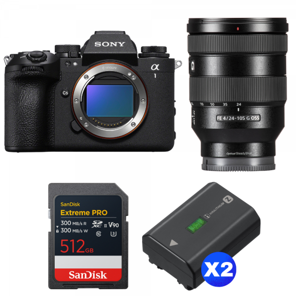 Sony alpha 1 II + FE 24-105mm f/4 G OSS + 1 SanDisk 512GB Extreme PRO UHS-II SDXC + 2 Sony NP-FZ100-1