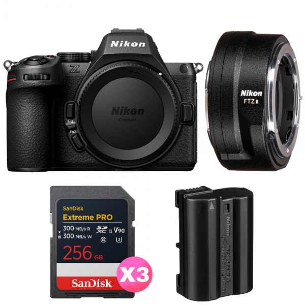 Nikon Z5 II + FTZ II + 3 SanDisk 256GB Extreme PRO UHS-II SDXC + Nikon EN-EL15c-1