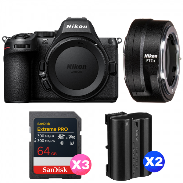 Nikon Z5 II + FTZ II + 3 SanDisk 64GB Extreme PRO UHS-II SDXC + 2 Nikon EN-EL15c-1