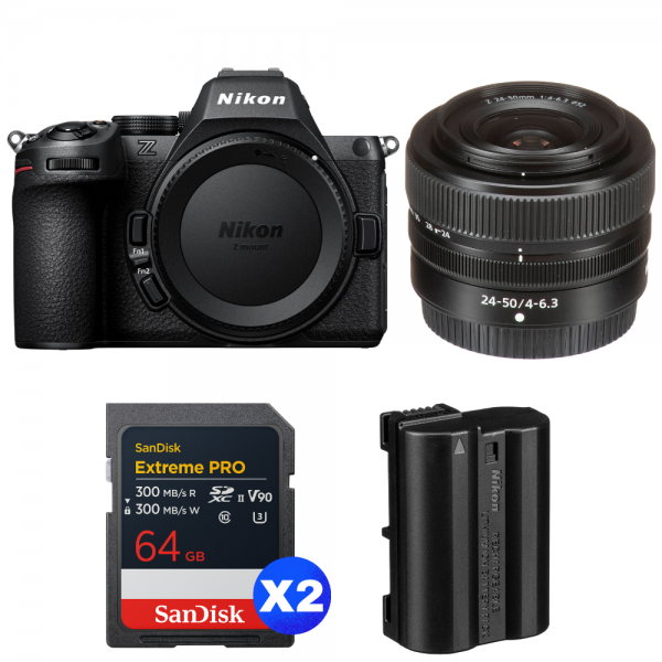 Nikon Z5 II + 24-50mm f/4-6.3 + 2 SanDisk 64GB Extreme PRO UHS-II SDXC + Nikon EN-EL15c-1