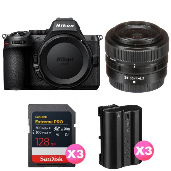 Nikon Z5 II + 24-50mm f/4-6.3 + 3 SanDisk 128GB Extreme PRO UHS-II SDXC + 3 Nikon EN-EL15c-1
