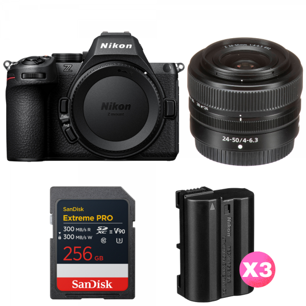 Nikon Z5 II + 24-50mm f/4-6.3 + 1 SanDisk 256GB Extreme PRO UHS-II SDXC + 3 Nikon EN-EL15c-1