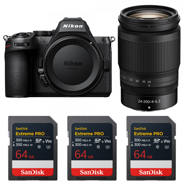 Nikon Z5 II + 24-200mm f/4-6.3 VR + 3 SanDisk 64GB Extreme PRO UHS-II SDXC + Nikon EN-EL15c-1