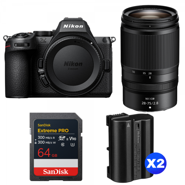 Nikon Z5 II + 28-75mm f/2.8 + 1 SanDisk 64GB Extreme PRO UHS-II SDXC + 2 Nikon EN-EL15c-1