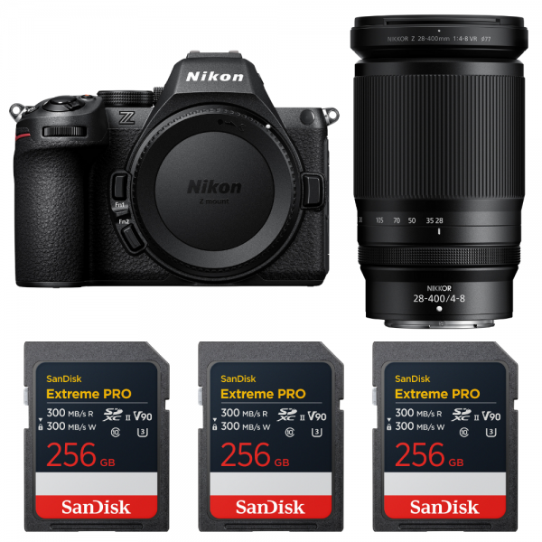 Nikon Z5 II + 28-400mm f/4-8 VR + 3 SanDisk 256GB Extreme PRO UHS-II SDXC-1