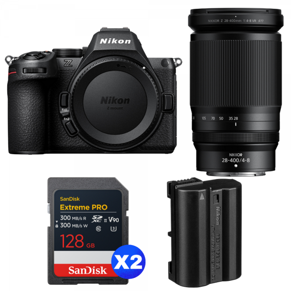 Nikon Z5 II + 28-400mm f/4-8 VR + 2 SanDisk 128GB Extreme PRO UHS-II SDXC + Nikon EN-EL15c-1