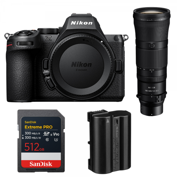 Nikon Z5 II + 180-600mm f/5.6-6.3 VR + 1 SanDisk 512GB Extreme PRO UHS-II SDXC + Nikon EN-EL15c-1