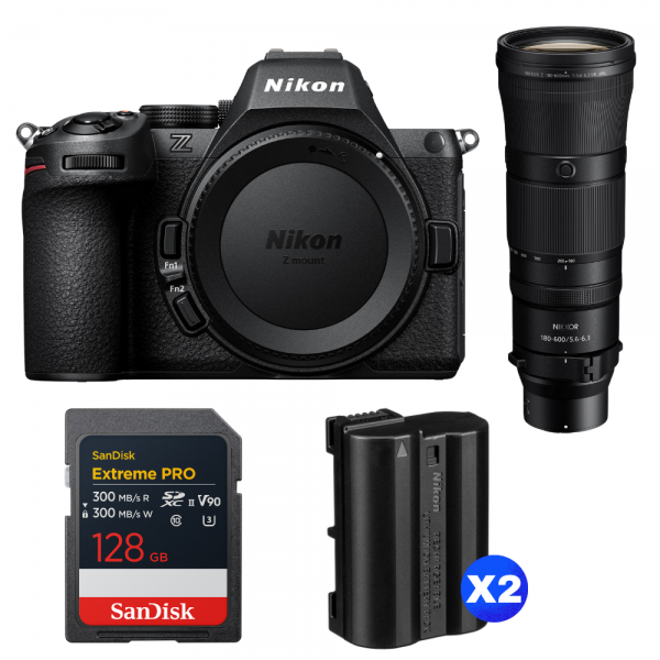 Nikon Z5 II + 180-600mm f/5.6-6.3 VR + 1 SanDisk 128GB Extreme PRO UHS-II SDXC + 2 Nikon EN-EL15c-1