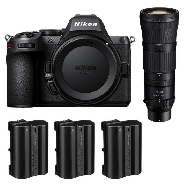 Nikon Z5 II + 180-600mm f/5.6-6.3 VR + 3 Nikon EN-EL15c-1