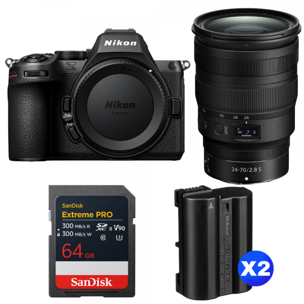 Nikon Z5 II + 24-70mm f/2.8 S + 1 SanDisk 64GB Extreme PRO UHS-II SDXC + 2 Nikon EN-EL15c-1