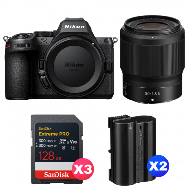 Nikon Z5 II + 50mm f/1.8 S + 3 SanDisk 128GB Extreme PRO UHS-II SDXC + 2 Nikon EN-EL15c-1