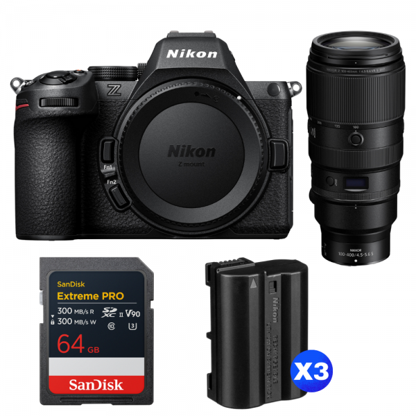 Nikon Z5 II + 100-400mm f/4.5-5.6 VR S + 1 SanDisk 64GB Extreme PRO UHS-II SDXC + 3 Nikon EN-EL15c-1