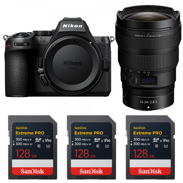 Nikon Z5 II + 14-24mm f/2.8 S + 3 SanDisk 128GB Extreme PRO UHS-II SDXC-1