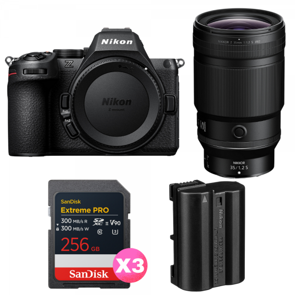 Nikon Z5 II + 35mm f/1.2 S + 3 SanDisk 256GB Extreme PRO UHS-II SDXC + Nikon EN-EL15c-1