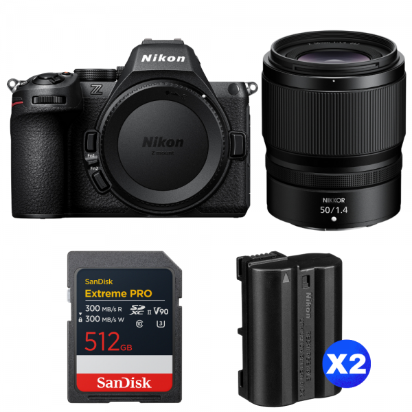 Nikon Z5 II + 50mm f/1.4 + 1 SanDisk 512GB Extreme PRO UHS-II SDXC + 2 Nikon EN-EL15c-1