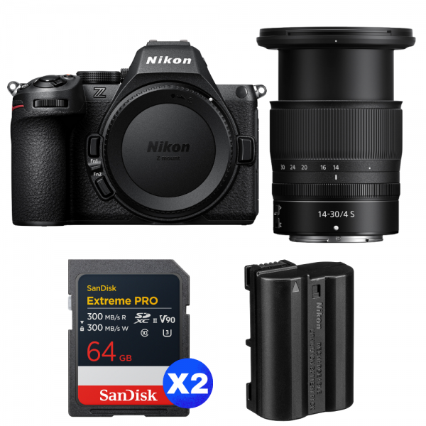 Nikon Z5 II + 14-30mm f/4 S + 2 SanDisk 64GB Extreme PRO UHS-II SDXC + Nikon EN-EL15c-1