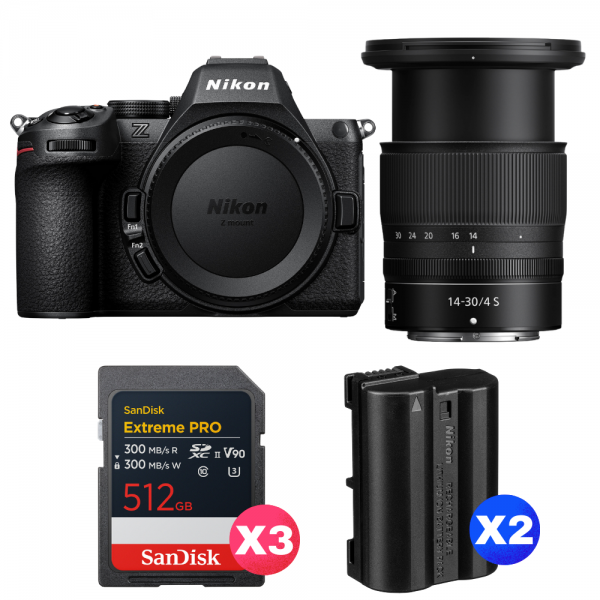 Nikon Z5 II + 14-30mm f/4 S + 3 SanDisk 512GB Extreme PRO UHS-II SDXC + 2 Nikon EN-EL15c-1