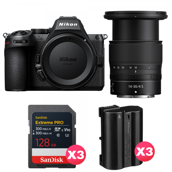 Nikon Z5 II + 14-30mm f/4 S + 3 SanDisk 128GB Extreme PRO UHS-II SDXC + 3 Nikon EN-EL15c-1