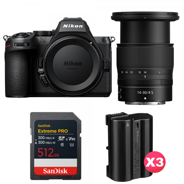 Nikon Z5 II + 14-30mm f/4 S + 1 SanDisk 512GB Extreme PRO UHS-II SDXC + 3 Nikon EN-EL15c-1