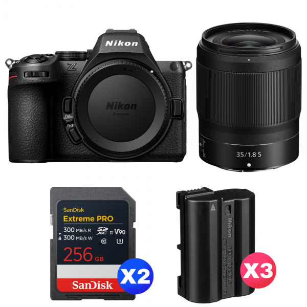 Nikon Z5 II + 35mm f/1.8 S + 2 SanDisk 256GB Extreme PRO UHS-II SDXC + 3 Nikon EN-EL15c-1