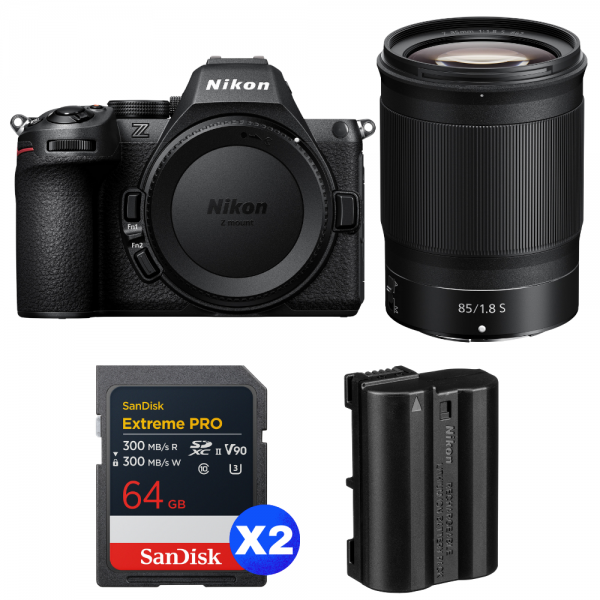 Nikon Z5 II + 85mm f/1.8 S + 2 SanDisk 64GB Extreme PRO UHS-II SDXC + Nikon EN-EL15c-1