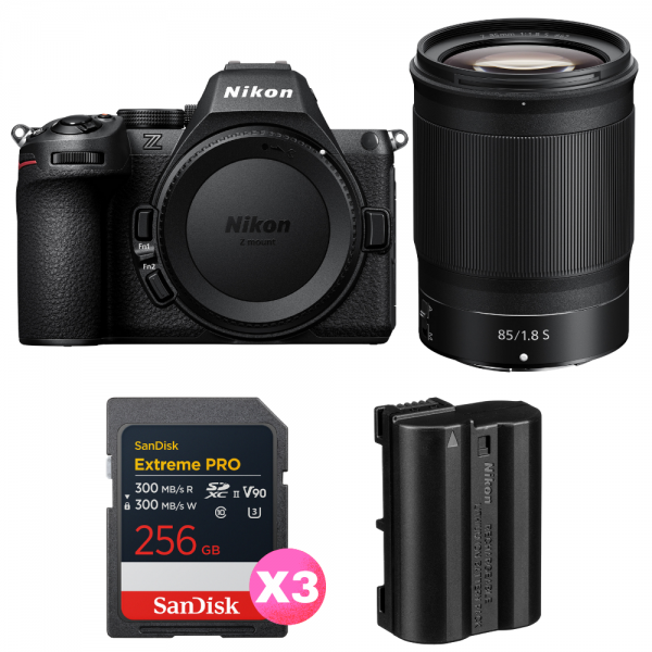 Nikon Z5 II + 85mm f/1.8 S + 3 SanDisk 256GB Extreme PRO UHS-II SDXC + Nikon EN-EL15c-1