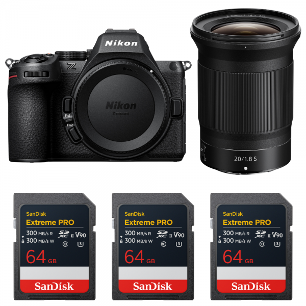 Nikon Z5 II + 20mm f/1.8 S + 3 SanDisk 64GB Extreme PRO UHS-II SDXC-1