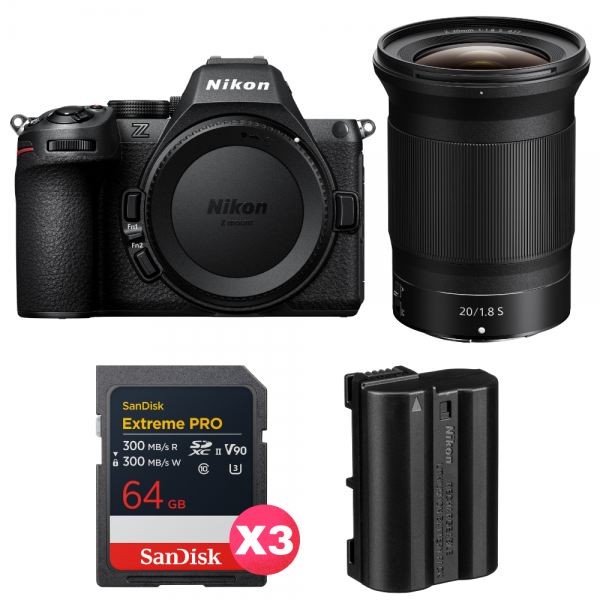 Nikon Z5 II + 20mm f/1.8 S + 3 SanDisk 64GB Extreme PRO UHS-II SDXC + Nikon EN-EL15c-1