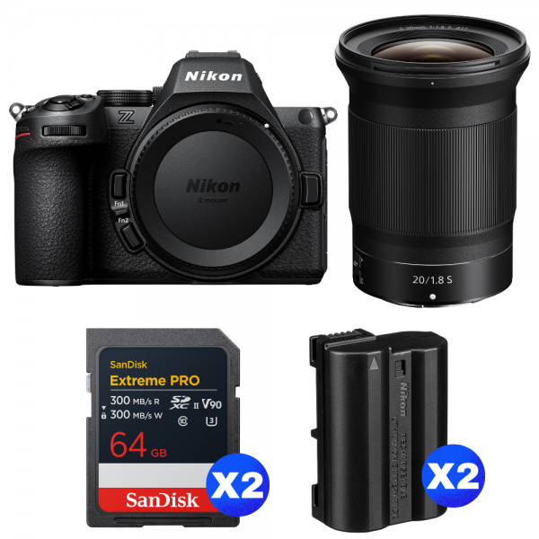 Nikon Z5 II + 20mm f/1.8 S + 2 SanDisk 64GB Extreme PRO UHS-II SDXC + 2 Nikon EN-EL15c-1