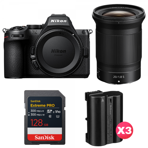 Nikon Z5 II + 20mm f/1.8 S + 1 SanDisk 128GB Extreme PRO UHS-II SDXC + 3 Nikon EN-EL15c-1