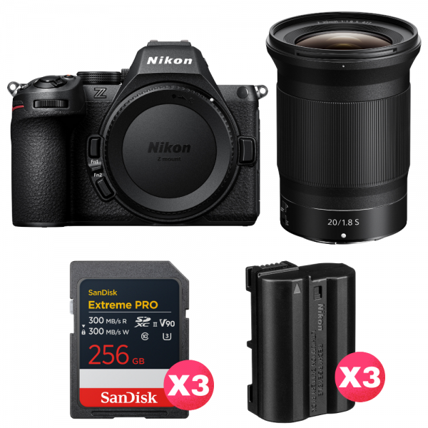 Nikon Z5 II + 20mm f/1.8 S + 3 SanDisk 256GB Extreme PRO UHS-II SDXC + 3 Nikon EN-EL15c-1