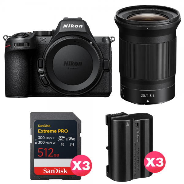 Nikon Z5 II + 20mm f/1.8 S + 3 SanDisk 512GB Extreme PRO UHS-II SDXC + 3 Nikon EN-EL15c-1