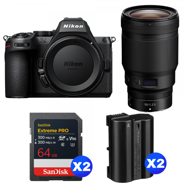 Nikon Z5 II + 50mm f/1.2 S + 2 SanDisk 64GB Extreme PRO UHS-II SDXC + 2 Nikon EN-EL15c-1