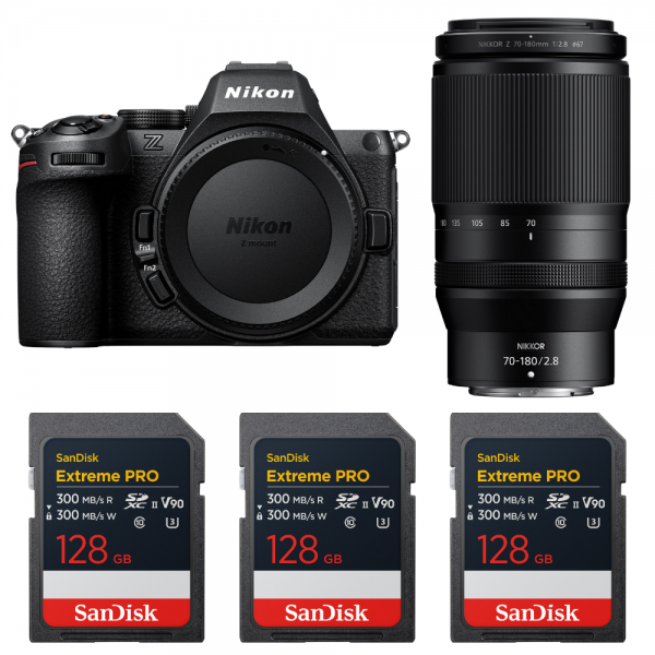 Nikon Z5 II + 70-180mm f/2.8 + 3 SanDisk 128GB Extreme PRO UHS-II SDXC-1