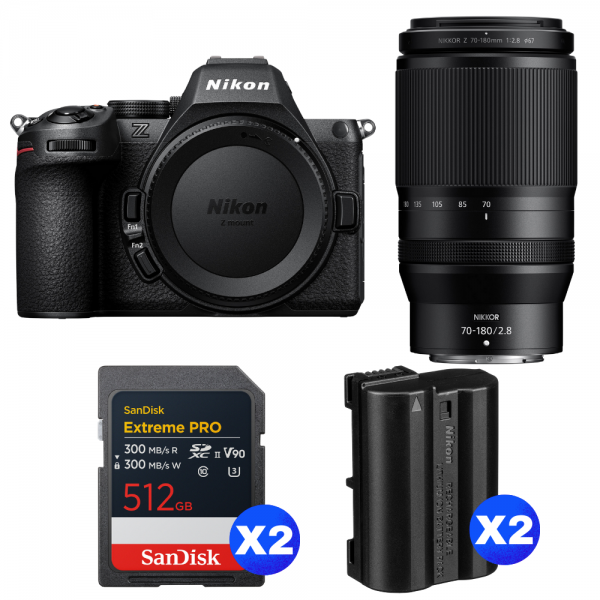Nikon Z5 II + 70-180mm f/2.8 + 2 SanDisk 512GB Extreme PRO UHS-II SDXC + 2 Nikon EN-EL15c-1