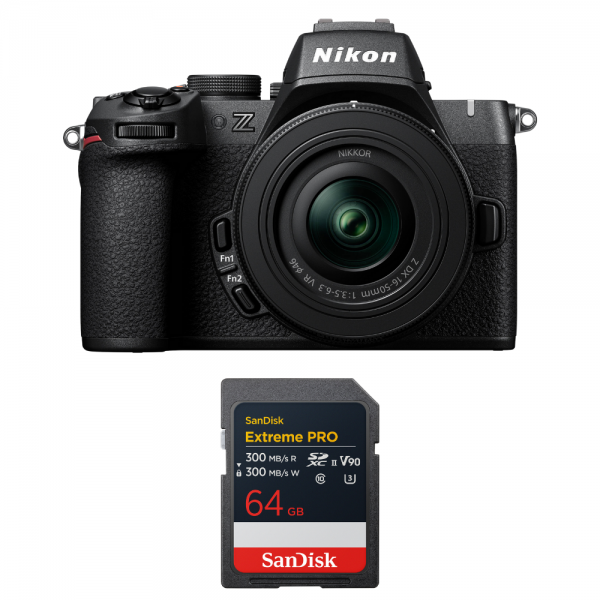 Nikon Z50 II + 16-50mm f/3.5-6.3 VR + 1 SanDisk 64GB Extreme PRO UHS-II SDXC-1