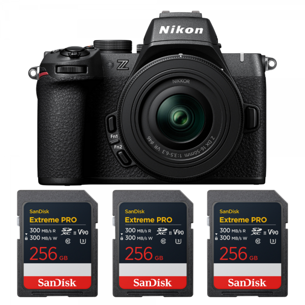 Nikon Z50 II + 16-50mm f/3.5-6.3 VR + 3 SanDisk 256GB Extreme PRO UHS-II SDXC-1
