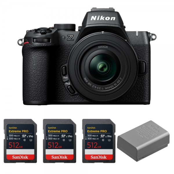 Nikon Z50 II + 16-50mm f/3.5-6.3 VR + 3 SanDisk 512GB Extreme PRO UHS-II SDXC + Nikon EN-EL25a-1