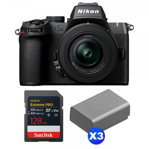 Nikon Z50 II + 16-50mm f/3.5-6.3 VR + 1 SanDisk 128GB Extreme PRO UHS-II SDXC + 3 Nikon EN-EL25a-1
