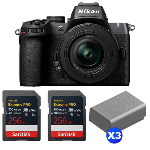 Nikon Z50 II + 16-50mm f/3.5-6.3 VR + 2 SanDisk 256GB Extreme PRO UHS-II SDXC + 3 Nikon EN-EL25a-1