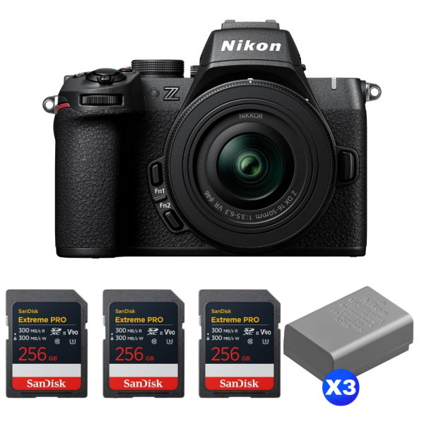 Nikon Z50 II + 16-50mm f/3.5-6.3 VR + 3 SanDisk 256GB Extreme PRO UHS-II SDXC + 3 Nikon EN-EL25a-1