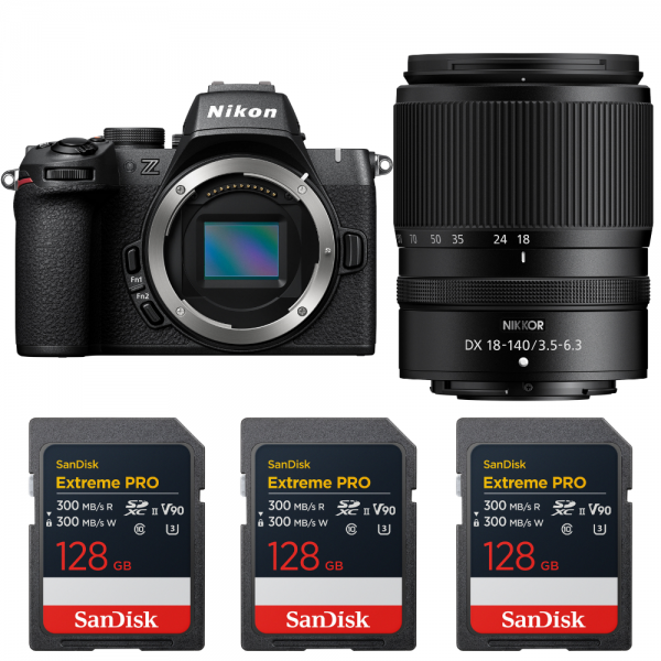 Nikon Z50 II + 18-140mm f/3.5-6.3 VR + 3 SanDisk 128GB Extreme PRO UHS-II SDXC-1